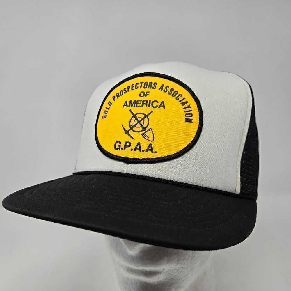 VINTAGE GPAA GOLD PROSPECTORS ASSOCIATION AMERICA BLACK PATCH TRUCKER HAT CAP